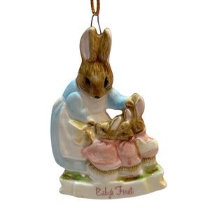 Bunny Family Baby's First Ornament Vintage 1986 Schmid Japan